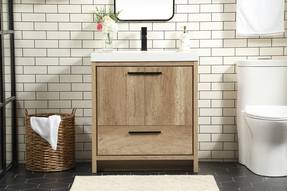 Elegant Furniture & Lighting - Wyatt 30 inch Single bathroom vanity in natural oak - VF46030NT veiw 2