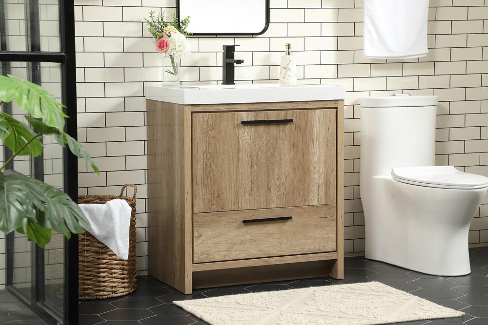 Elegant Furniture & Lighting - Wyatt 30 inch Single bathroom vanity in natural oak - VF46030NT veiw 3