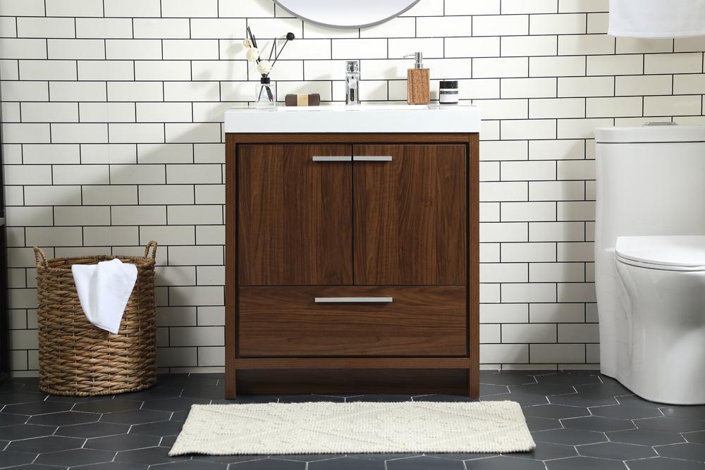 Elegant Furniture & Lighting - Wyatt 30 inch Single bathroom vanity in Walnut - VF46030MWT veiw 2