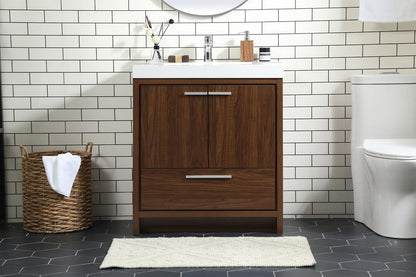 Elegant Furniture & Lighting - Wyatt 30 inch Single bathroom vanity in Walnut - VF46030MWT veiw 2