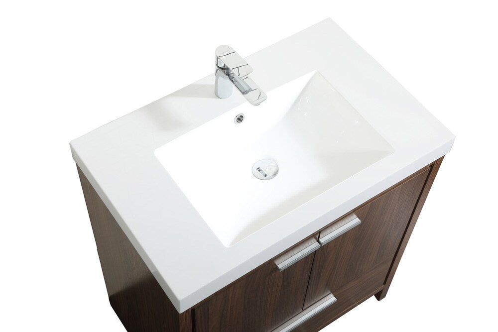 Elegant Furniture & Lighting - Wyatt 30 inch Single bathroom vanity in Walnut - VF46030MWT veiw 3