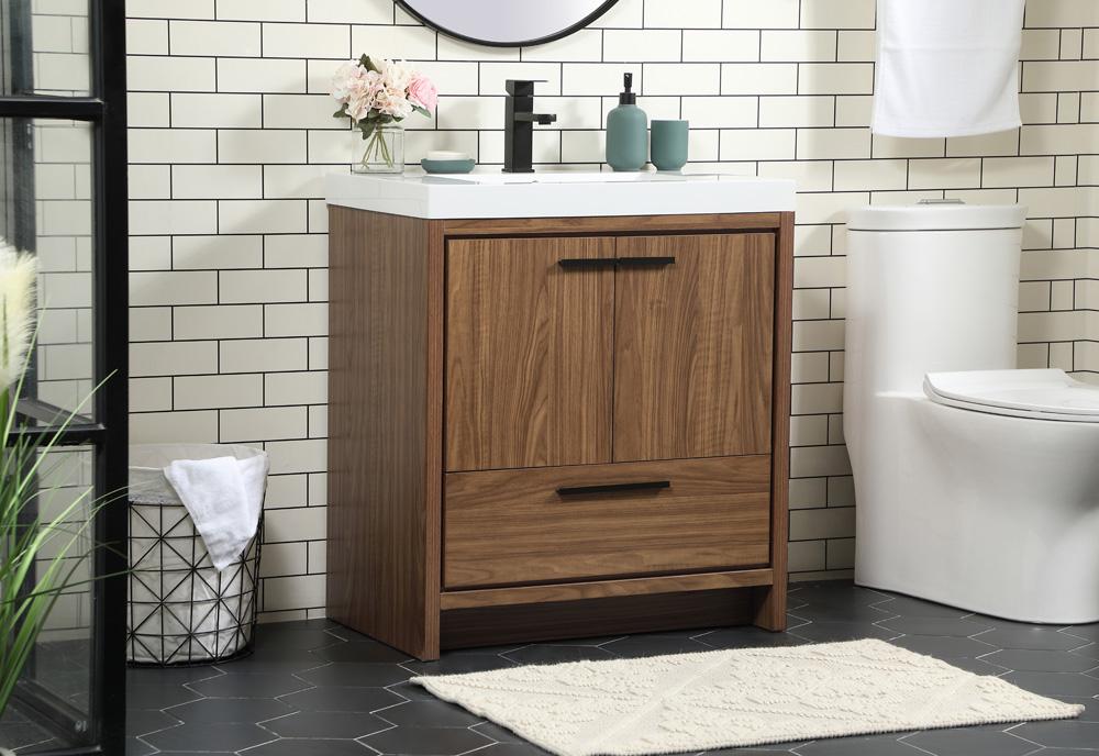 Elegant Furniture & Lighting - Wyatt 30 inch Single bathroom vanity in walnut brown - VF46030WB veiw 3