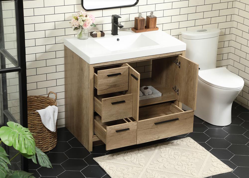 Elegant Furniture & Lighting - Wyatt 36 inch Single bathroom vanity in natural oak - VF46036NT veiw 4