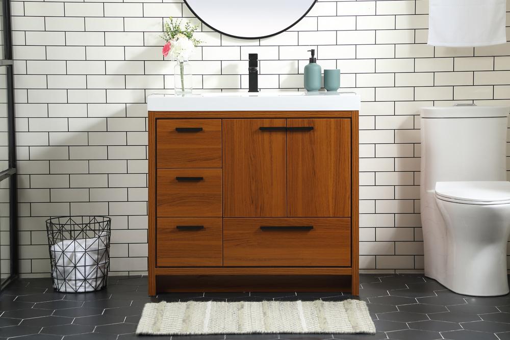 Elegant Furniture & Lighting - Wyatt 36 inch Single bathroom vanity in Teak - VF46036MTK veiw 2