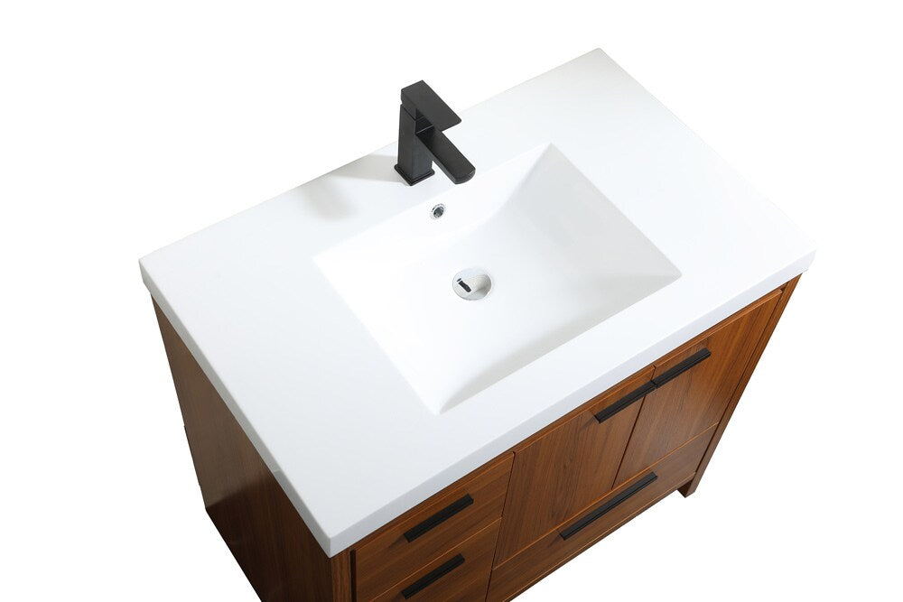 Elegant Furniture & Lighting - Wyatt 36 inch Single bathroom vanity in Teak - VF46036MTK veiw 3