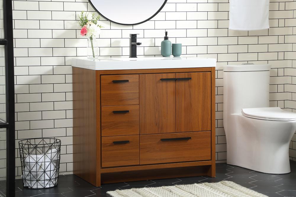 Elegant Furniture & Lighting - Wyatt 36 inch Single bathroom vanity in Teak - VF46036MTK veiw 9
