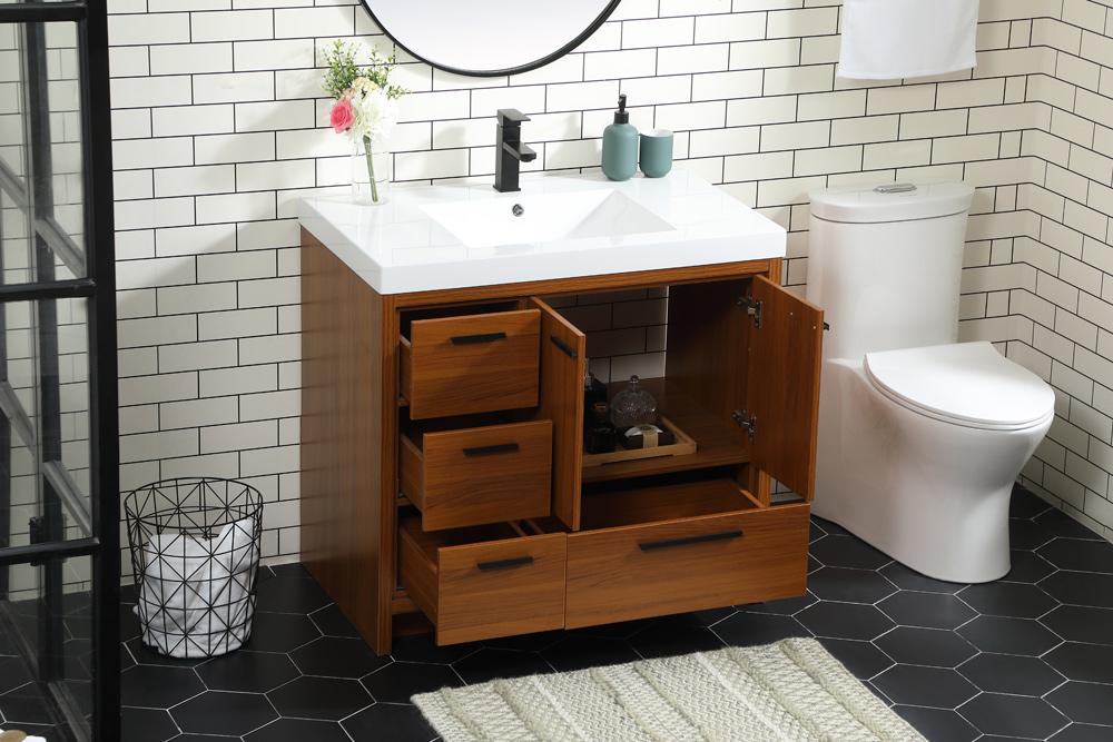 Elegant Furniture & Lighting - Wyatt 36 inch Single bathroom vanity in Teak - VF46036MTK veiw 10