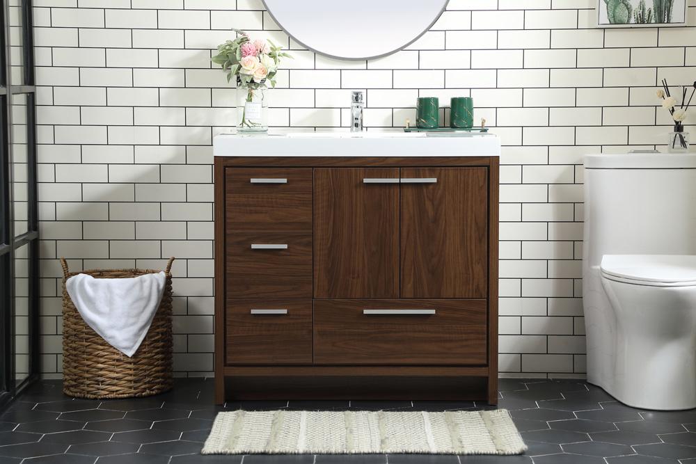 Elegant Furniture & Lighting - Wyatt 36 inch Single bathroom vanity in Walnut - VF46036MWT veiw 2