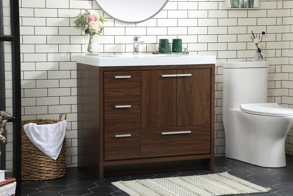 Elegant Furniture & Lighting - Wyatt 36 inch Single bathroom vanity in Walnut - VF46036MWT veiw 9