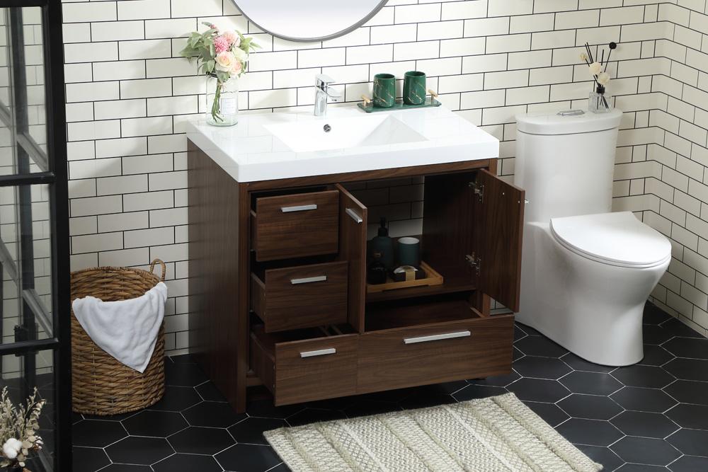 Elegant Furniture & Lighting - Wyatt 36 inch Single bathroom vanity in Walnut - VF46036MWT veiw 10