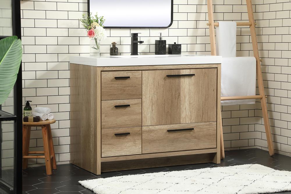 Elegant Furniture & Lighting - Wyatt 42 inch Single bathroom vanity in natural oak - VF46042NT veiw 3