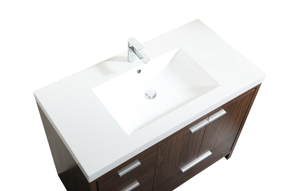 Elegant Furniture & Lighting - Wyatt 42 inch Single bathroom vanity in Walnut - VF46042MWT veiw 3