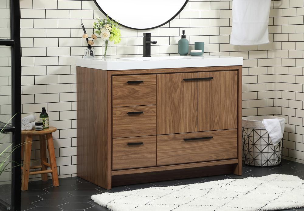 Elegant Furniture & Lighting - Wyatt 42 inch Single bathroom vanity in walnut brown - VF46042WB veiw 3
