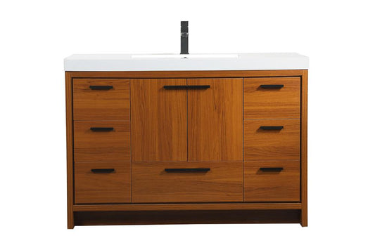Elegant Furniture & Lighting - Wyatt 48 inch Single bathroom vanity in Teak - VF46048MTK veiw 1