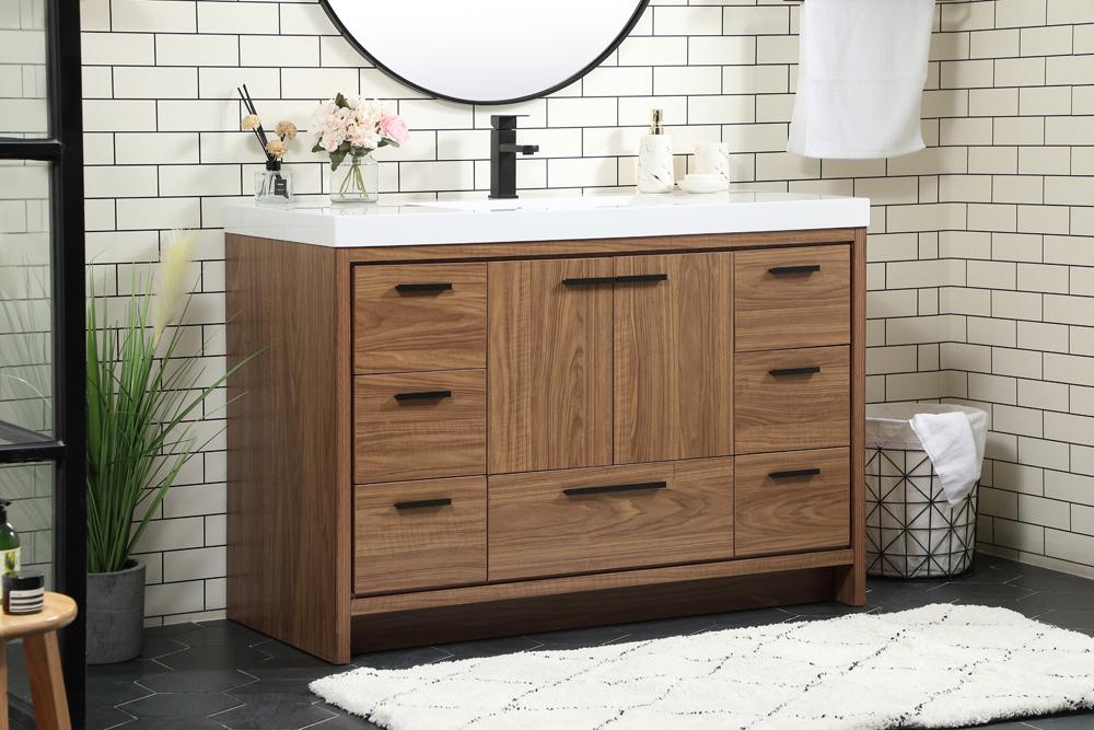 Elegant Furniture & Lighting - Wyatt 48 inch Single bathroom vanity in walnut brown - VF46048WB veiw 3