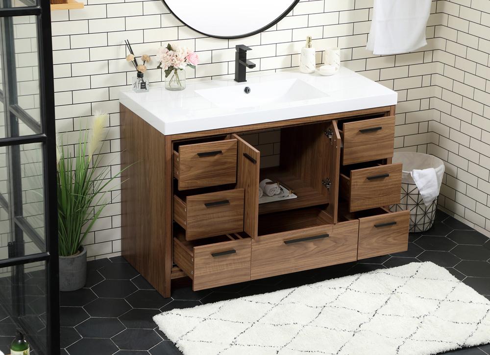 Elegant Furniture & Lighting - Wyatt 48 inch Single bathroom vanity in walnut brown - VF46048WB veiw 4