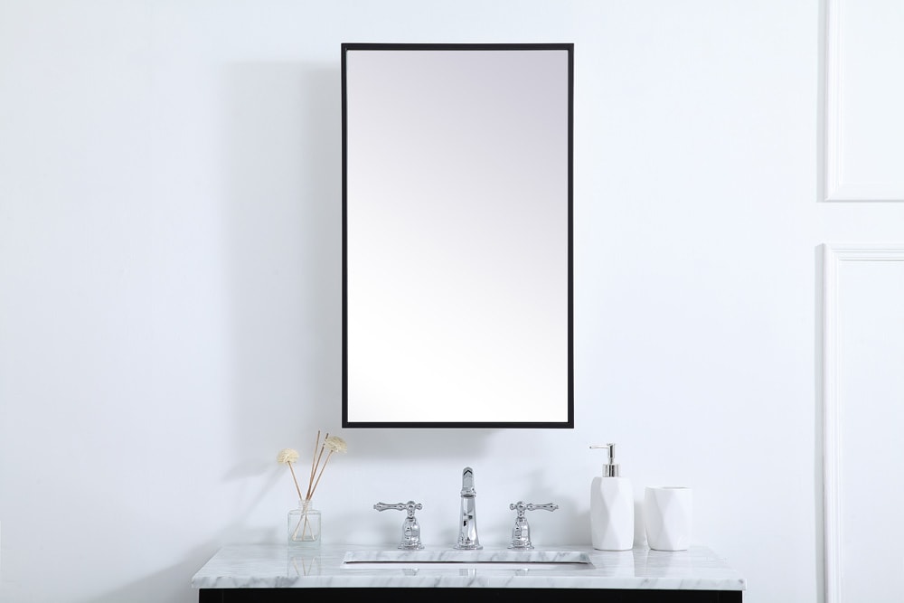 Elegant Furniture & Lighting - Wyn Metal mirror medicine cabinet 17 inch x 28 inch in Black - MR571728BLK veiw 2