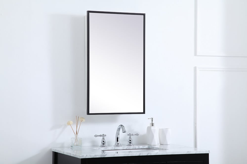 Elegant Furniture & Lighting - Wyn Metal mirror medicine cabinet 17 inch x 28 inch in Black - MR571728BLK veiw 3