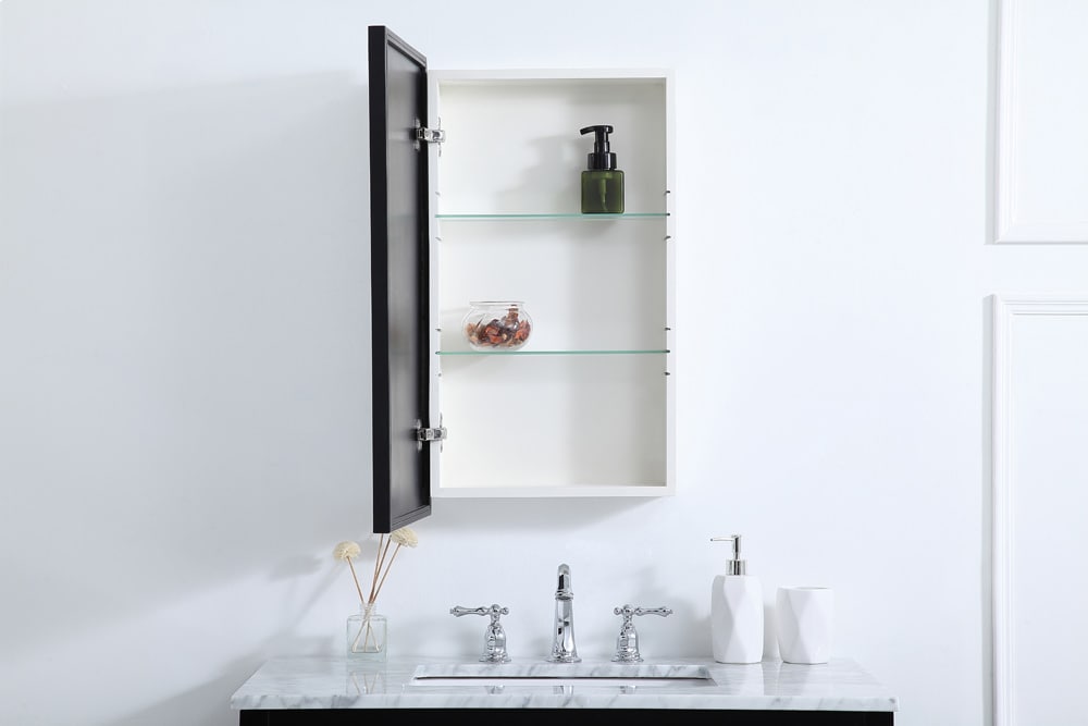 Elegant Furniture & Lighting - Wyn Metal mirror medicine cabinet 17 inch x 28 inch in Black - MR571728BLK veiw 4