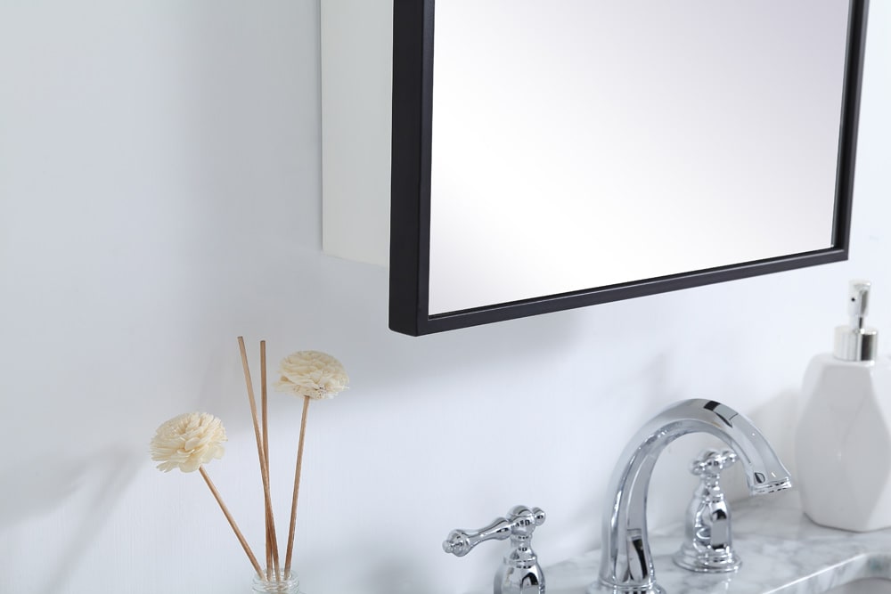 Elegant Furniture & Lighting - Wyn Metal mirror medicine cabinet 17 inch x 28 inch in Black - MR571728BLK veiw 5