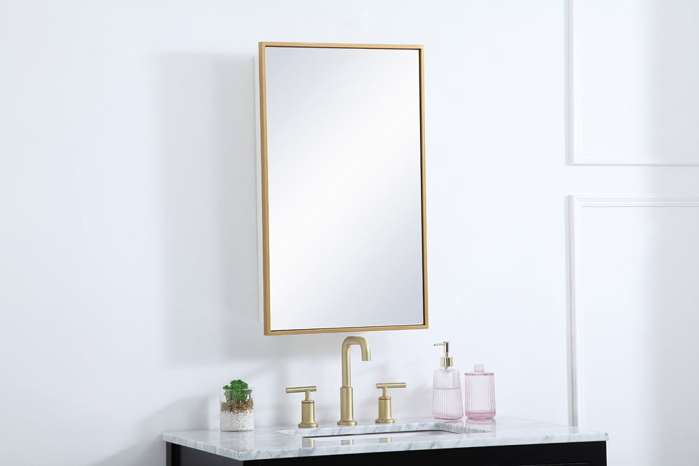 Elegant Furniture & Lighting - Wyn Metal mirror medicine cabinet 17 inch x 28 inch in Brass - MR571728BRS veiw 3