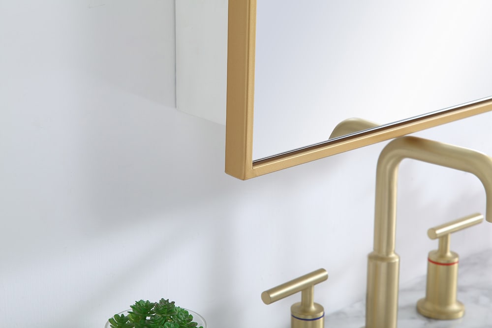 Elegant Furniture & Lighting - Wyn Metal mirror medicine cabinet 17 inch x 28 inch in Brass - MR571728BRS veiw 5