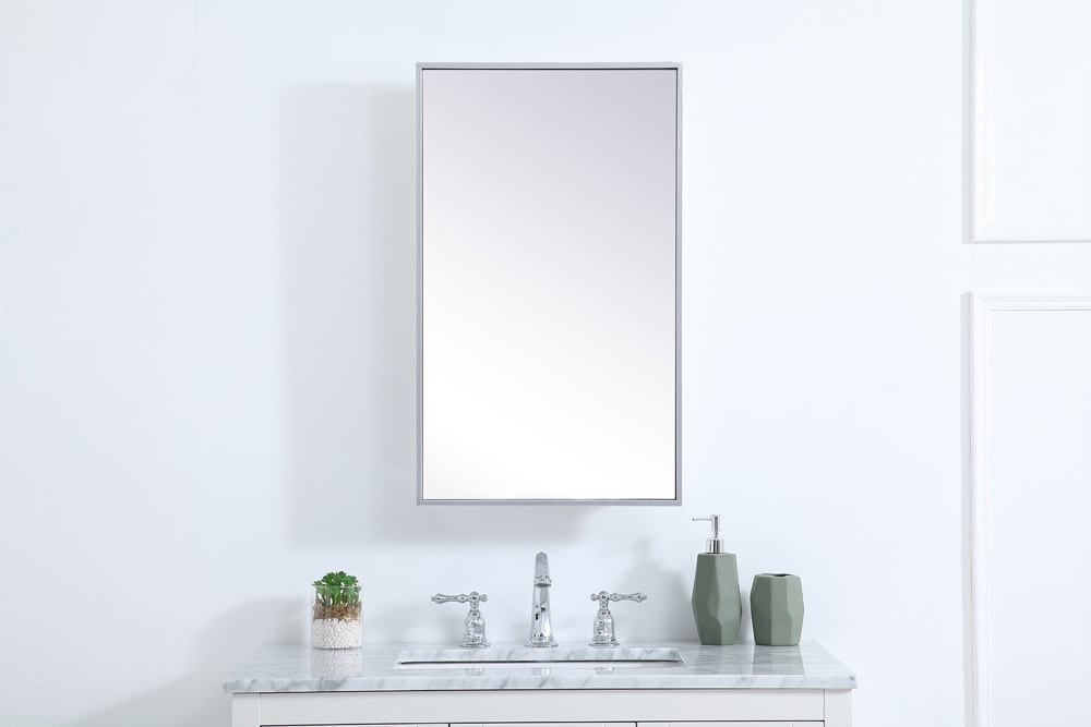 Elegant Furniture & Lighting - Wyn Metal mirror medicine cabinet 17 inch x 28 inch in silver - MR571728S veiw 2