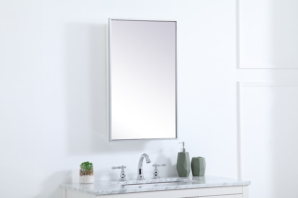 Elegant Furniture & Lighting - Wyn Metal mirror medicine cabinet 17 inch x 28 inch in silver - MR571728S veiw 3