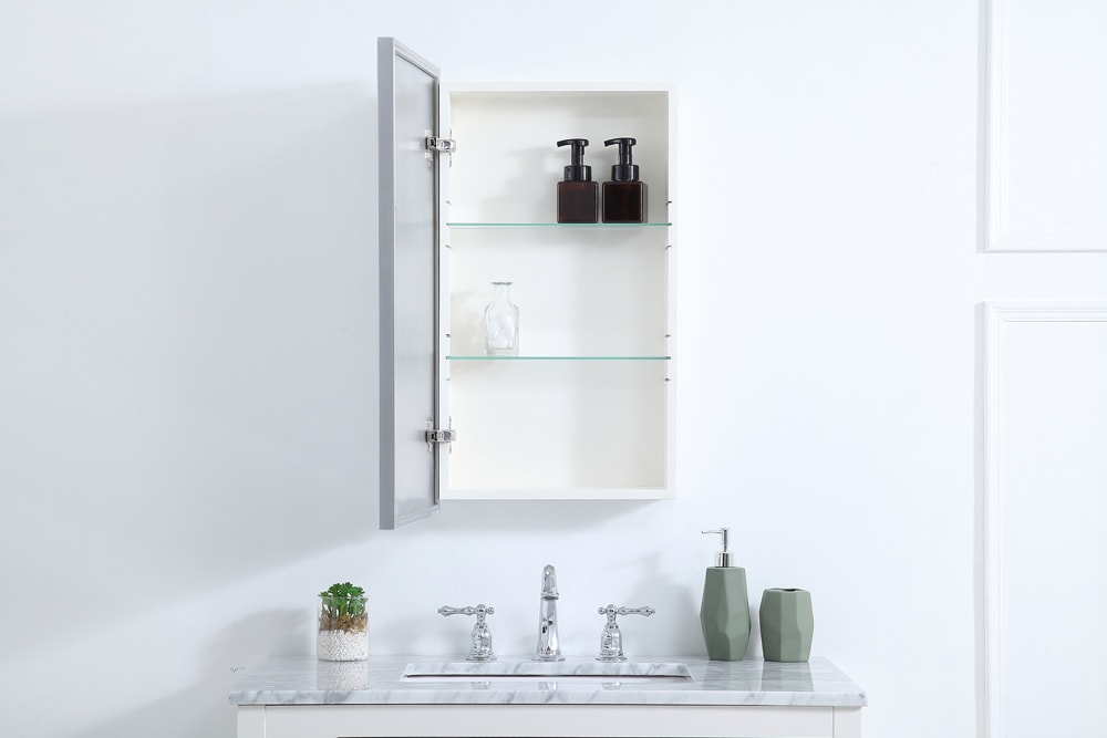 Elegant Furniture & Lighting - Wyn Metal mirror medicine cabinet 17 inch x 28 inch in silver - MR571728S veiw 4