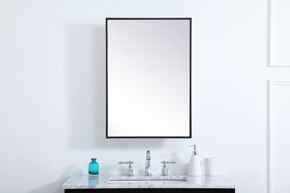 Elegant Furniture & Lighting - Wyn Metal mirror medicine cabinet 20 inch x 28 inch in Black - MR572028BLK veiw 2