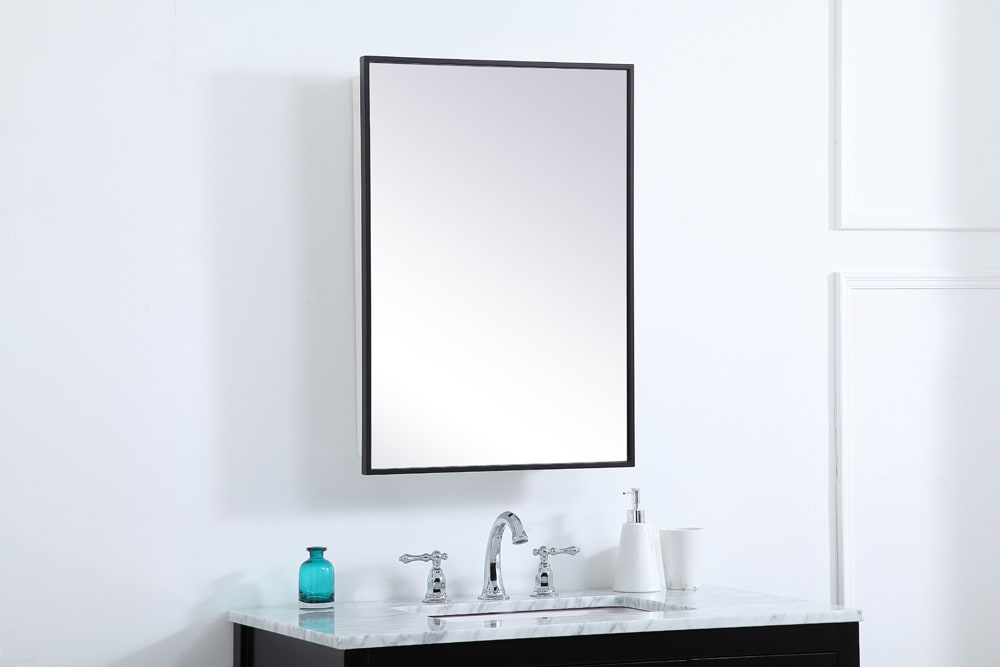 Elegant Furniture & Lighting - Wyn Metal mirror medicine cabinet 20 inch x 28 inch in Black - MR572028BLK veiw 3