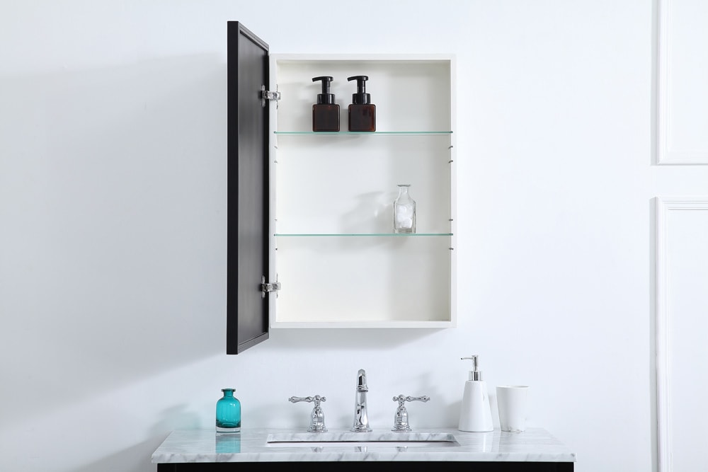 Elegant Furniture & Lighting - Wyn Metal mirror medicine cabinet 20 inch x 28 inch in Black - MR572028BLK veiw 4