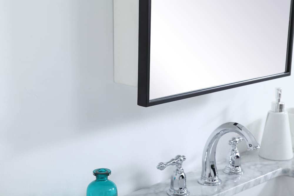 Elegant Furniture & Lighting - Wyn Metal mirror medicine cabinet 20 inch x 28 inch in Black - MR572028BLK veiw 5