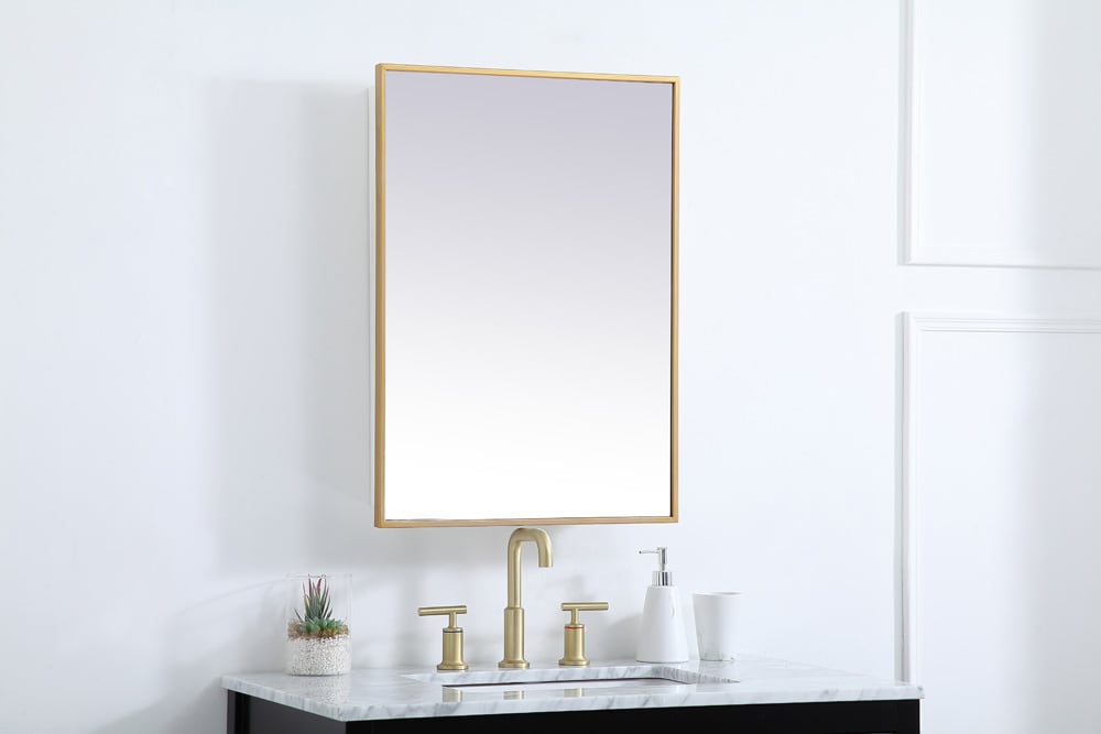 Elegant Furniture & Lighting - Wyn Metal mirror medicine cabinet 20 inch x 28 inch in Brass - MR572028BRS veiw 3
