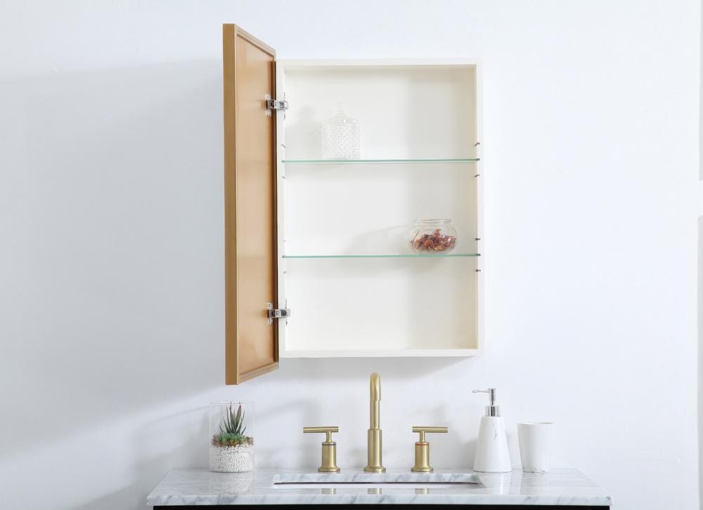 Elegant Furniture & Lighting - Wyn Metal mirror medicine cabinet 20 inch x 28 inch in Brass - MR572028BRS veiw 4