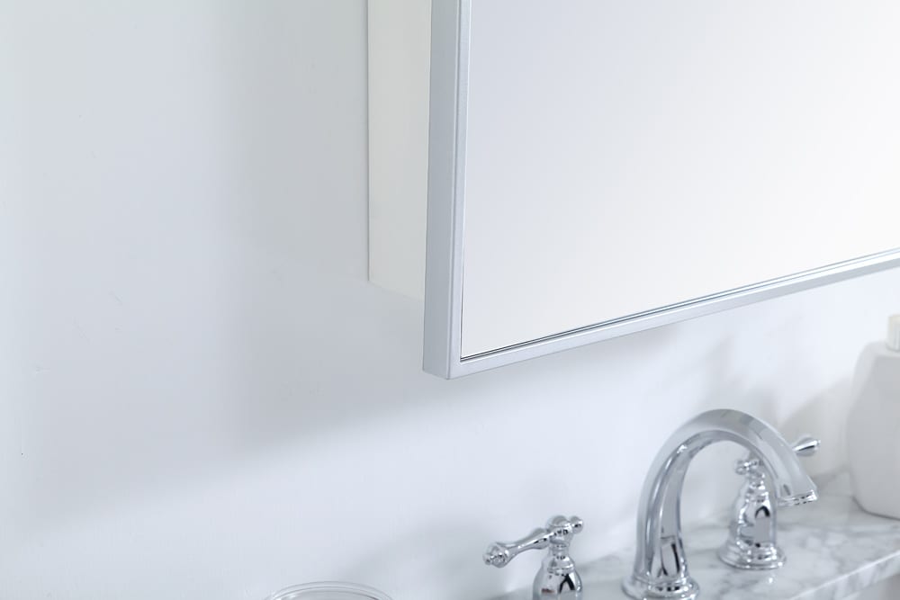 Elegant Furniture & Lighting - Wyn Metal mirror medicine cabinet 20 inch x 28 inch in silver - MR572028S veiw 5