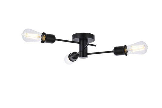 Elegant Furniture & Lighting - Xavier 3 lights flush mount in black - LD7049F18BK veiw 1
