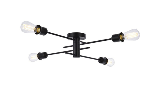 Elegant Furniture & Lighting - Xavier 4 lights flush mount in black - LD7050F26BK veiw 1