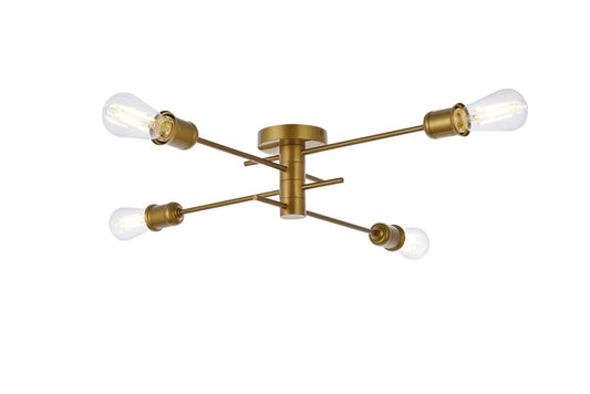 Elegant Furniture & Lighting - Xavier 4 lights flush mount in brass - LD7050F26BR veiw 1