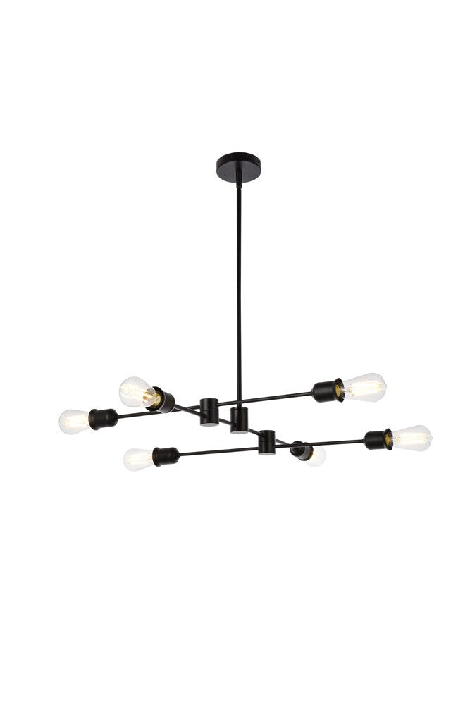 Elegant Furniture & Lighting - Xavier 6 lights pendant in black - LD7051D31BK veiw 1