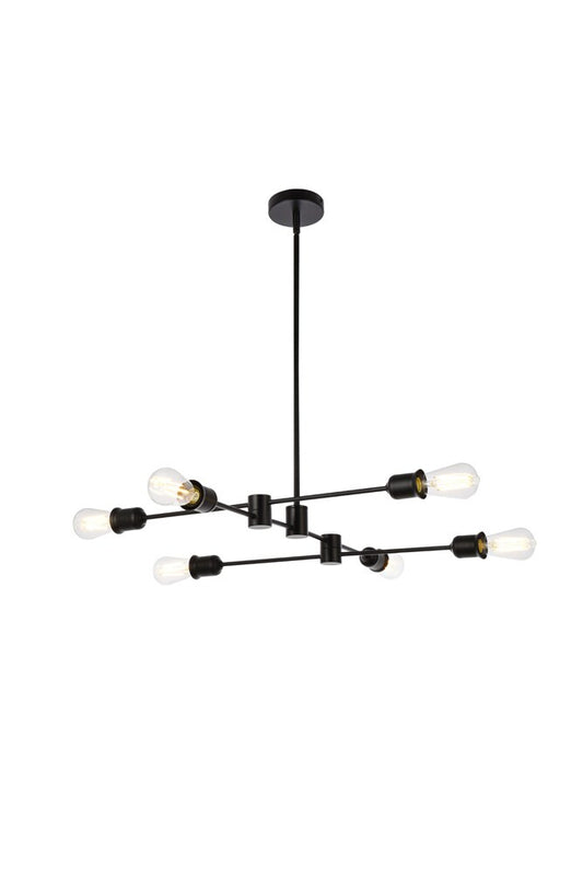Elegant Furniture & Lighting - Xavier 6 lights pendant in black - LD7051D31BK veiw 1