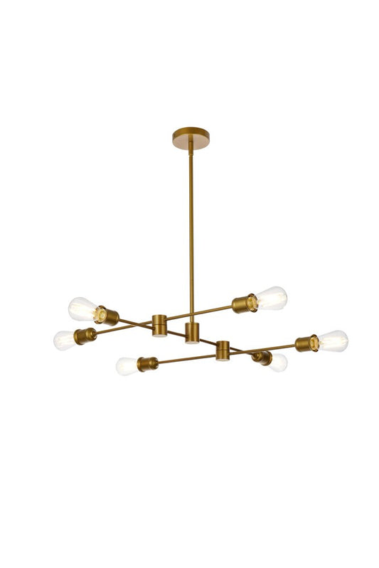 Elegant Furniture & Lighting - Xavier 6 lights pendant in brass - LD7051D31BR veiw 1