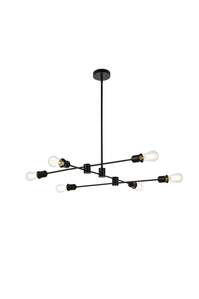 Elegant Furniture & Lighting - Xavier 6 lights pendant in black - LD7052D35BK veiw 1