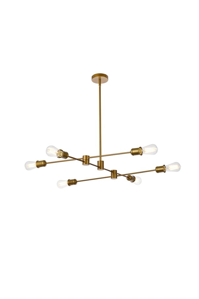 Elegant Furniture & Lighting - Xavier 6 lights pendant in brass - LD7052D35BR veiw 1