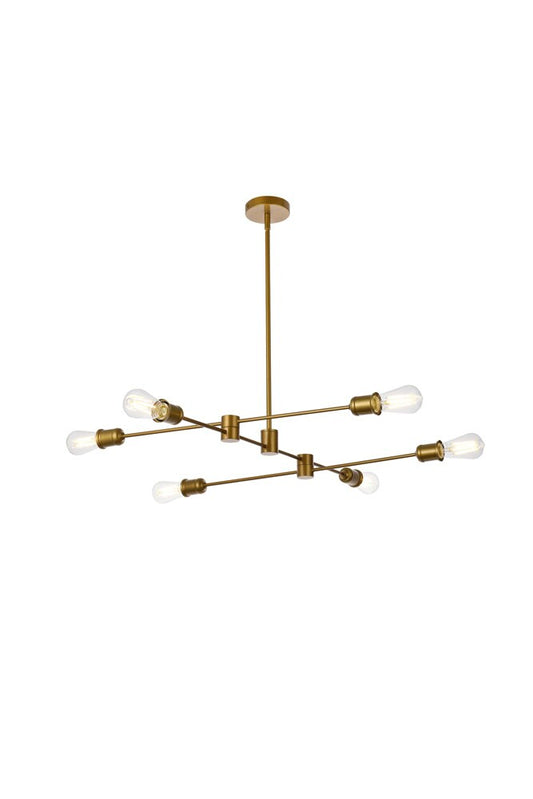 Elegant Furniture & Lighting - Xavier 6 lights pendant in brass - LD7052D35BR veiw 1