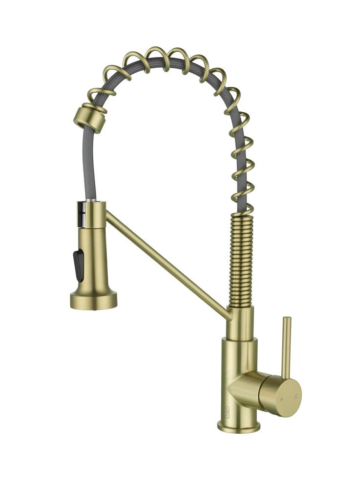 Elegant Furniture & Lighting - Yara Single Handle Pull Down Sprayer Kitchen Faucet in Brushed Gold - FAK-310BGD veiw 1
