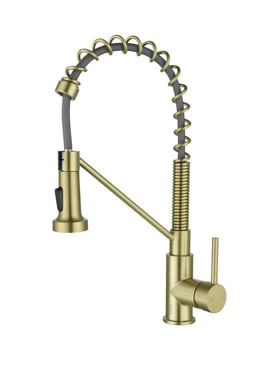 Elegant Furniture & Lighting - Yara Single Handle Pull Down Sprayer Kitchen Faucet in Brushed Gold - FAK-310BGD veiw 1