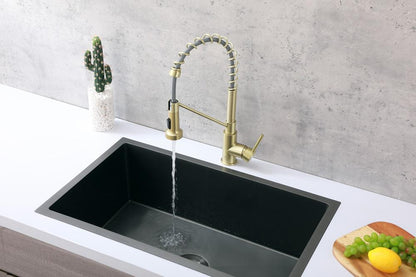 Elegant Furniture & Lighting - Yara Single Handle Pull Down Sprayer Kitchen Faucet in Brushed Gold - FAK-310BGD veiw 4