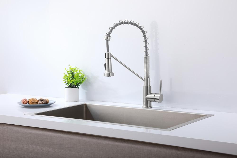 Elegant Furniture & Lighting - Yara Single Handle Pull Down Sprayer Kitchen Faucet in Brushed Nickel - FAK-310BNK veiw 2