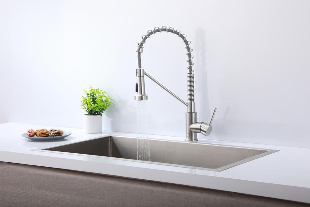 Elegant Furniture & Lighting - Yara Single Handle Pull Down Sprayer Kitchen Faucet in Brushed Nickel - FAK-310BNK veiw 3